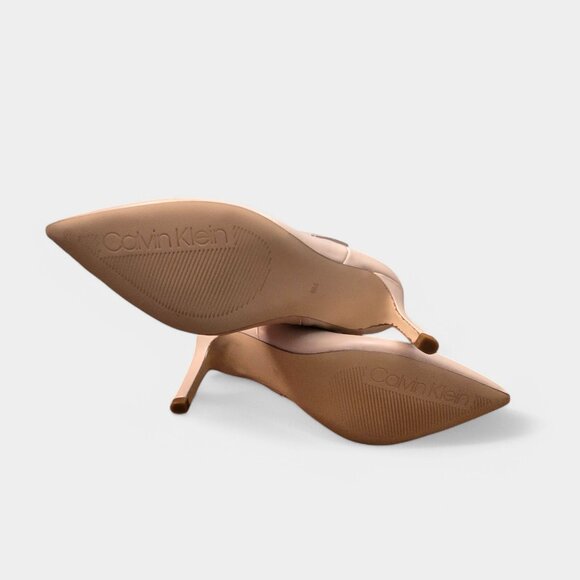 Calvin Klein Jeora Faux Leather Tall High Heel Dress Boots Light Natural 8M NWB - Picture 5 of 11